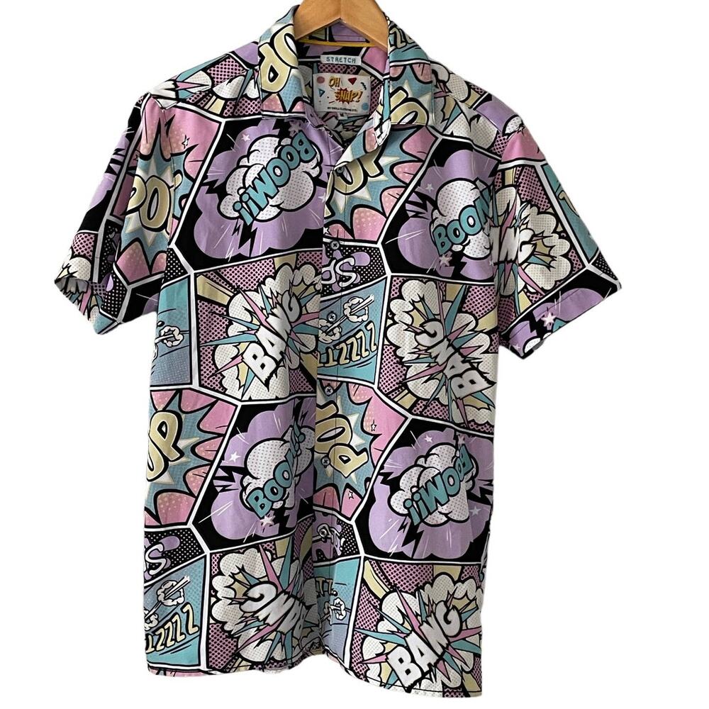 Drill Clothing "Oh Snap" Graphic Comic Button Down Men's Medium